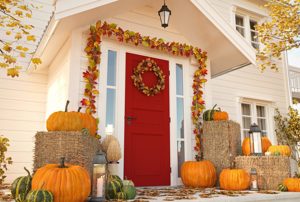 House Exterior Decorated for Fall Season